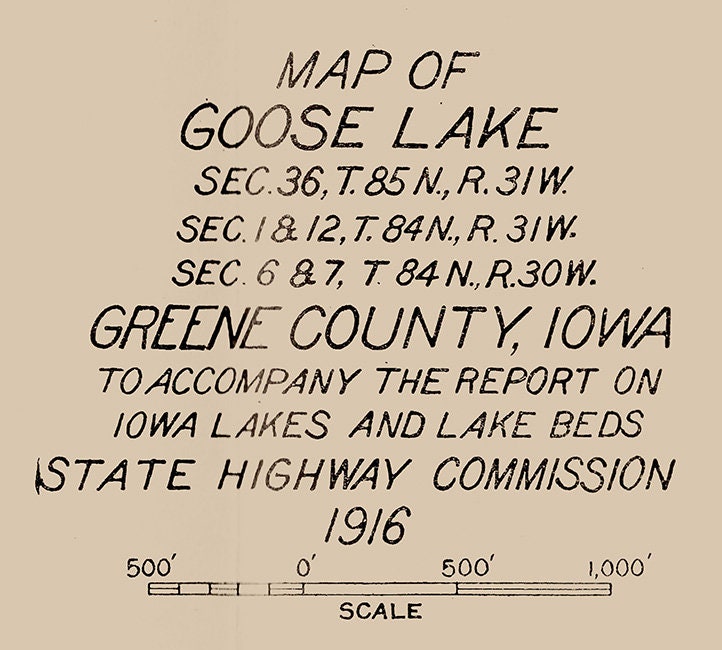 1916 Map of Goose Lake Greene County Iowa