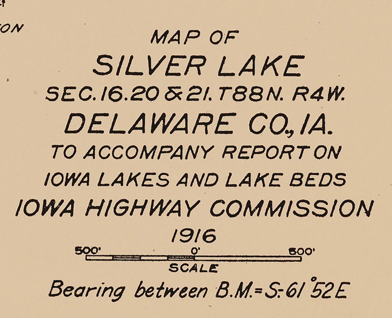 1916 Map of Silver Lake Delaware County Iowa