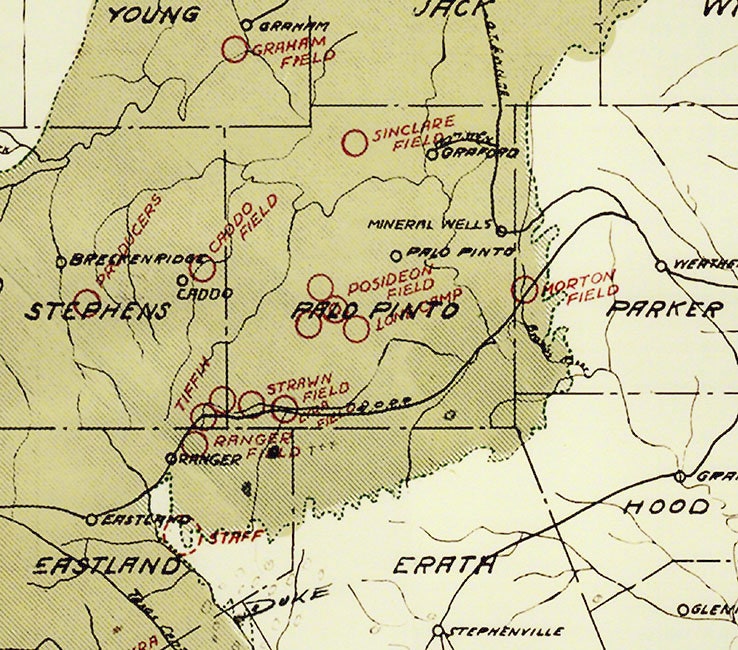 1918 Map of Central Texas Oil Fields