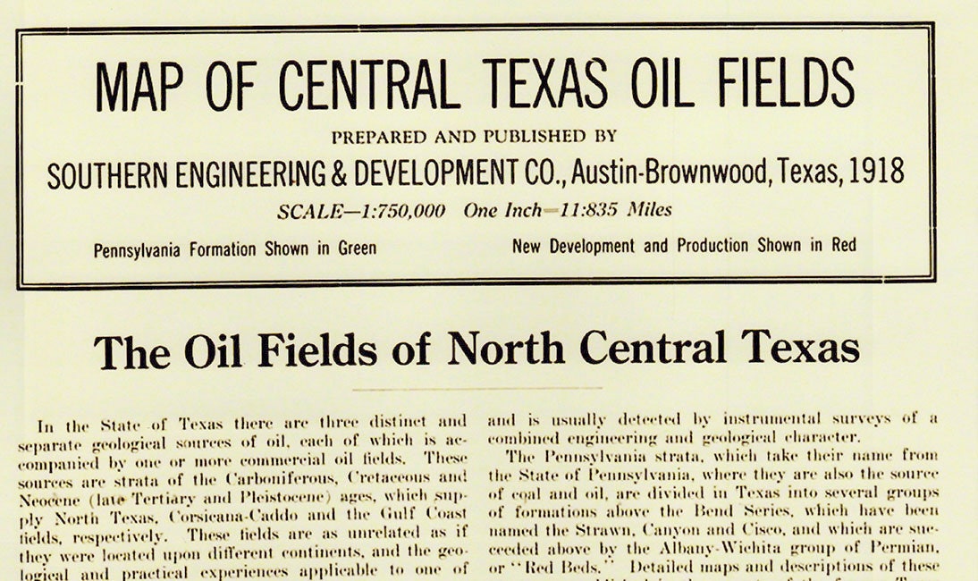 1918 Map of Central Texas Oil Fields