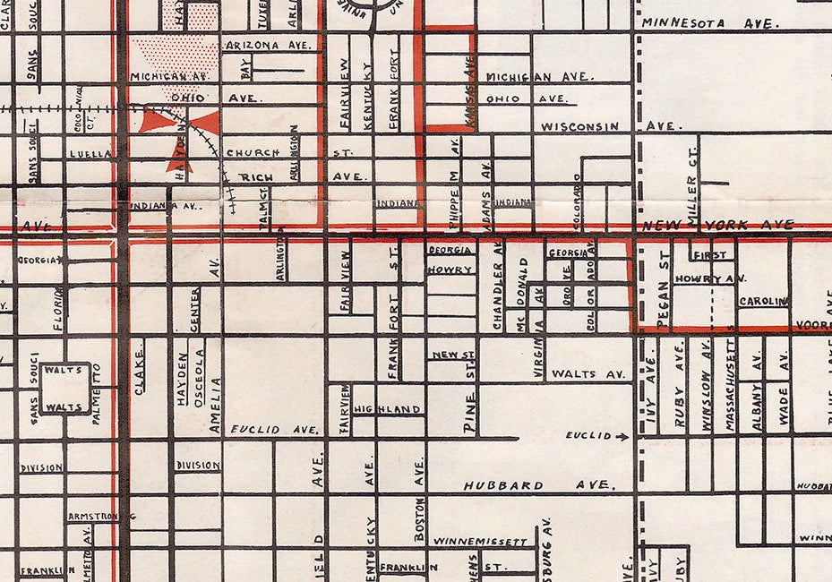1950s Map of DeLand Volusia County Florida