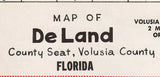 1950s Map of DeLand Volusia County Florida