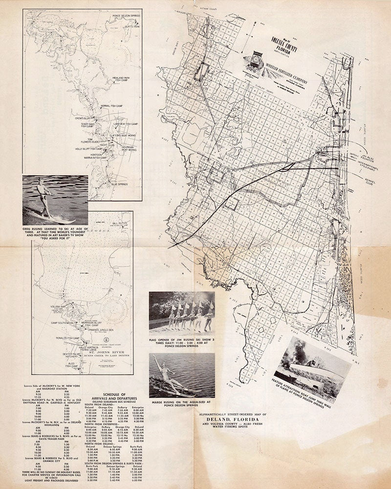 1950s Map of Volusia County Florida