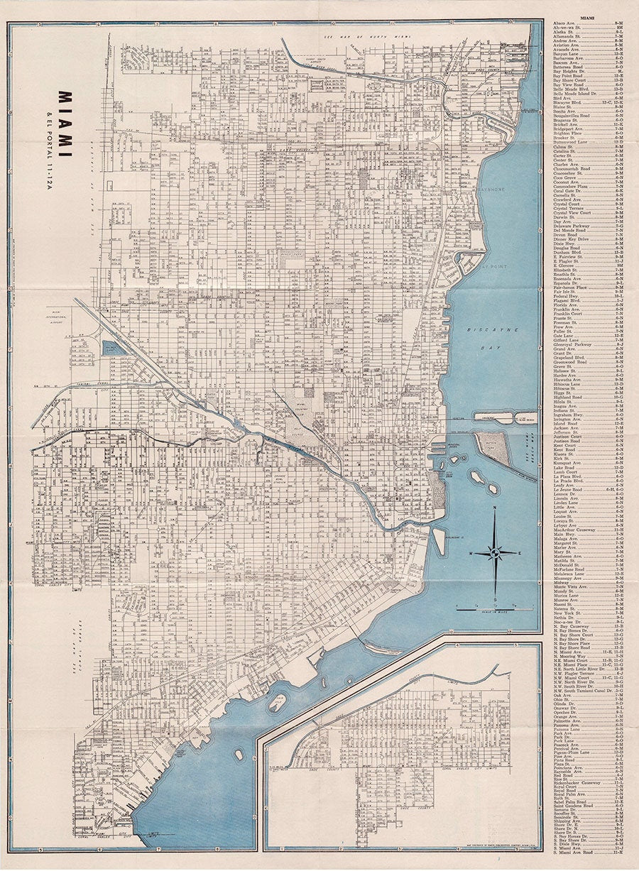 1952 Map of Miami Florida