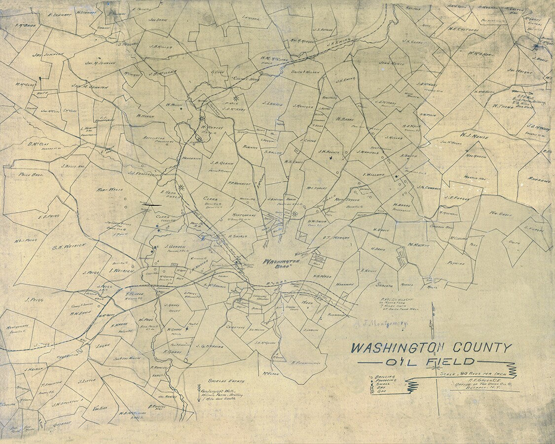 1900 Oil & Gas Map of The Boro of Washington Pennsylvania