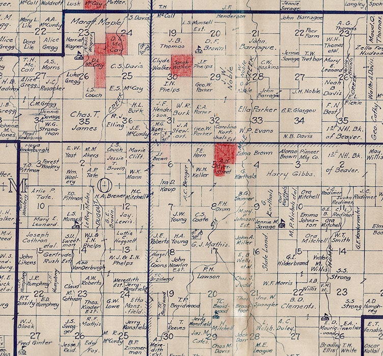 Early 1900s Map of Beaver County Oklahoma