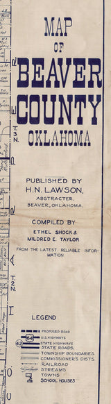 Early 1900s Map of Beaver County Oklahoma