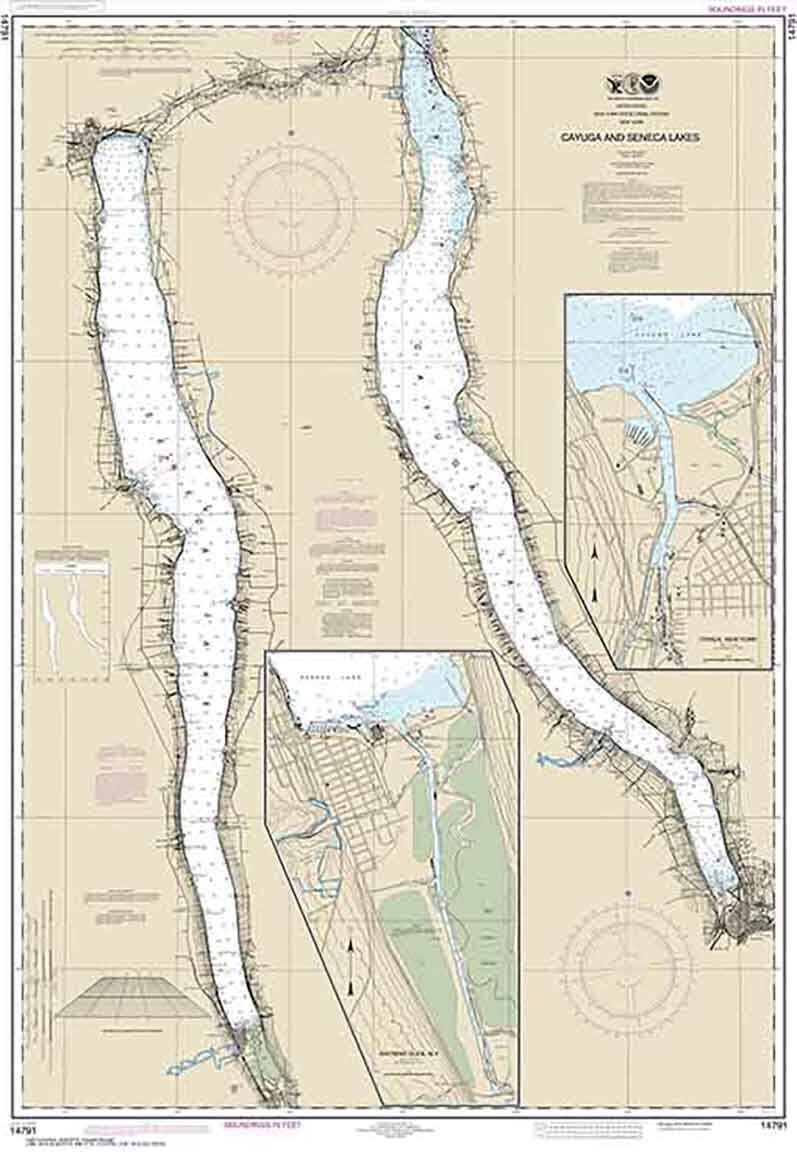 2016 Nautical Map of Cayuga and Seneca Lakes New York