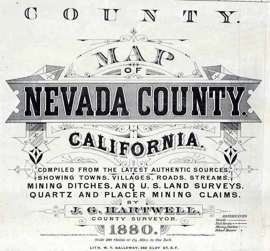 1880 Map of Nevada County California