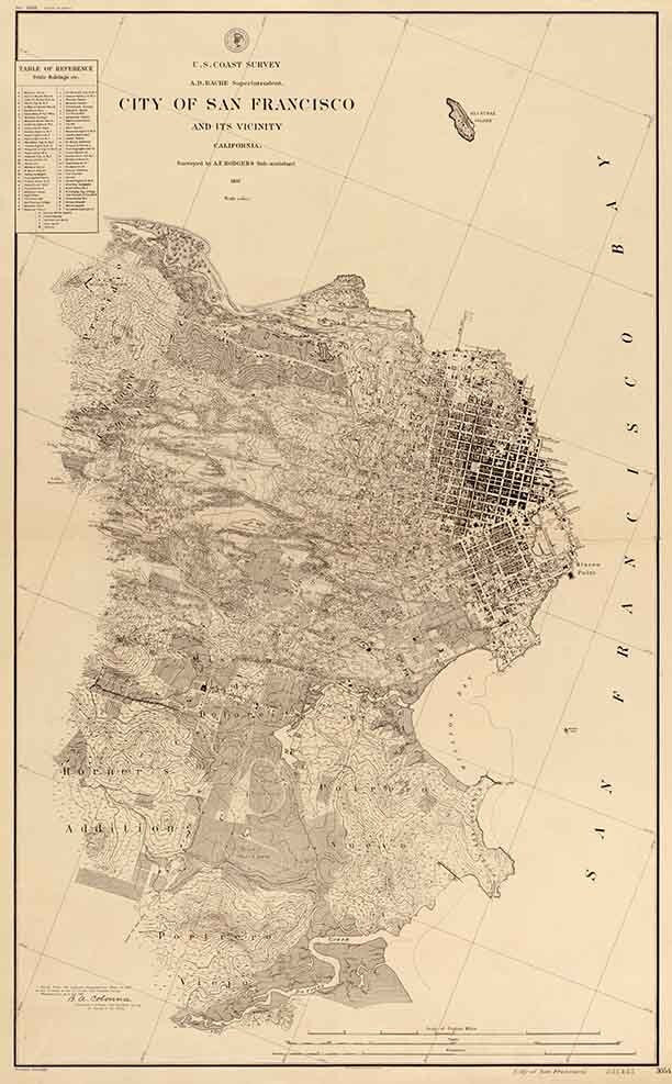 1893 Map of San Francisco California Alcatraz