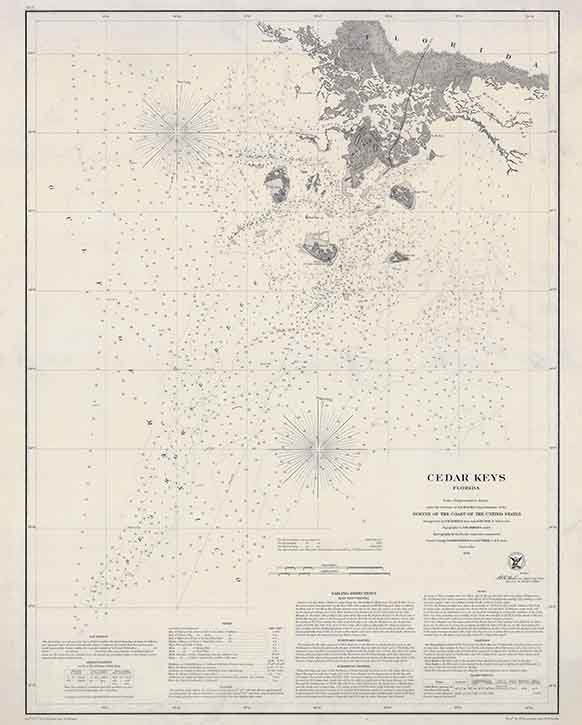 1861 Nautical Map of Cedar Keys Florida