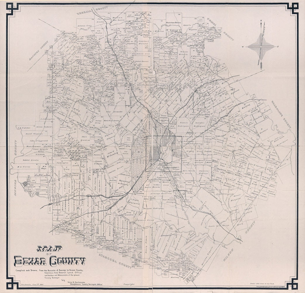 1887 Farm Line Map of Bexar County Texas