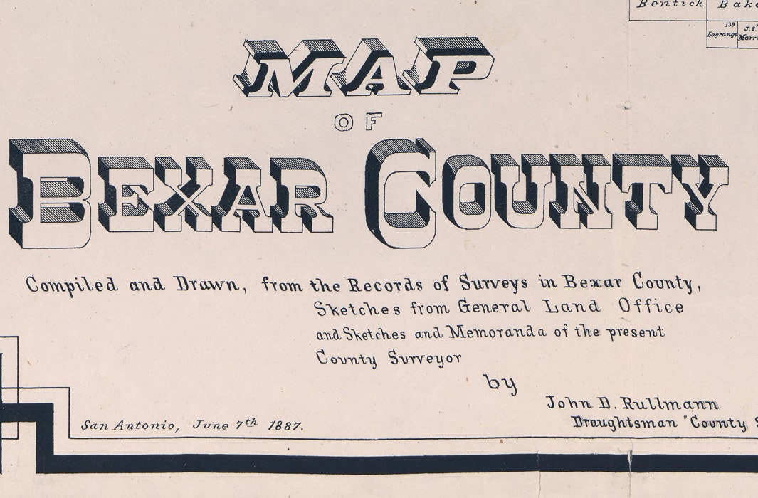 1887 Farm Line Map of Bexar County Texas