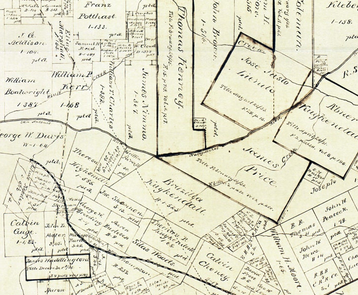1888 Farm Line Map of Lee County Texas
