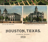 1891 Panoramic Map of Houston Texas