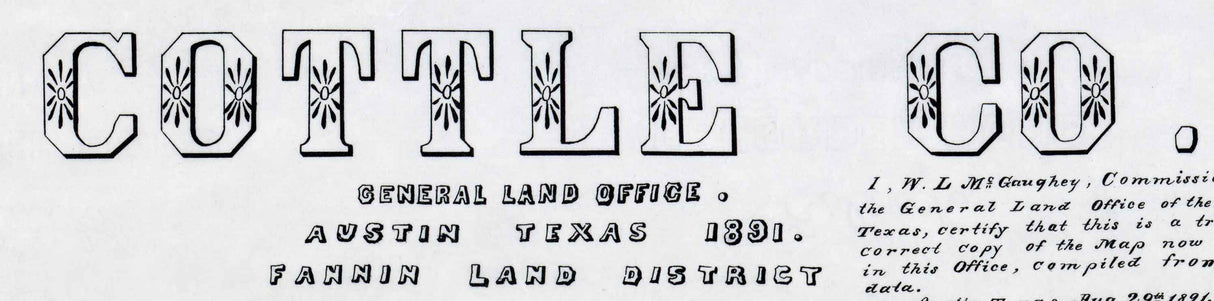1891 Farm Line Map of Cottle County Texas