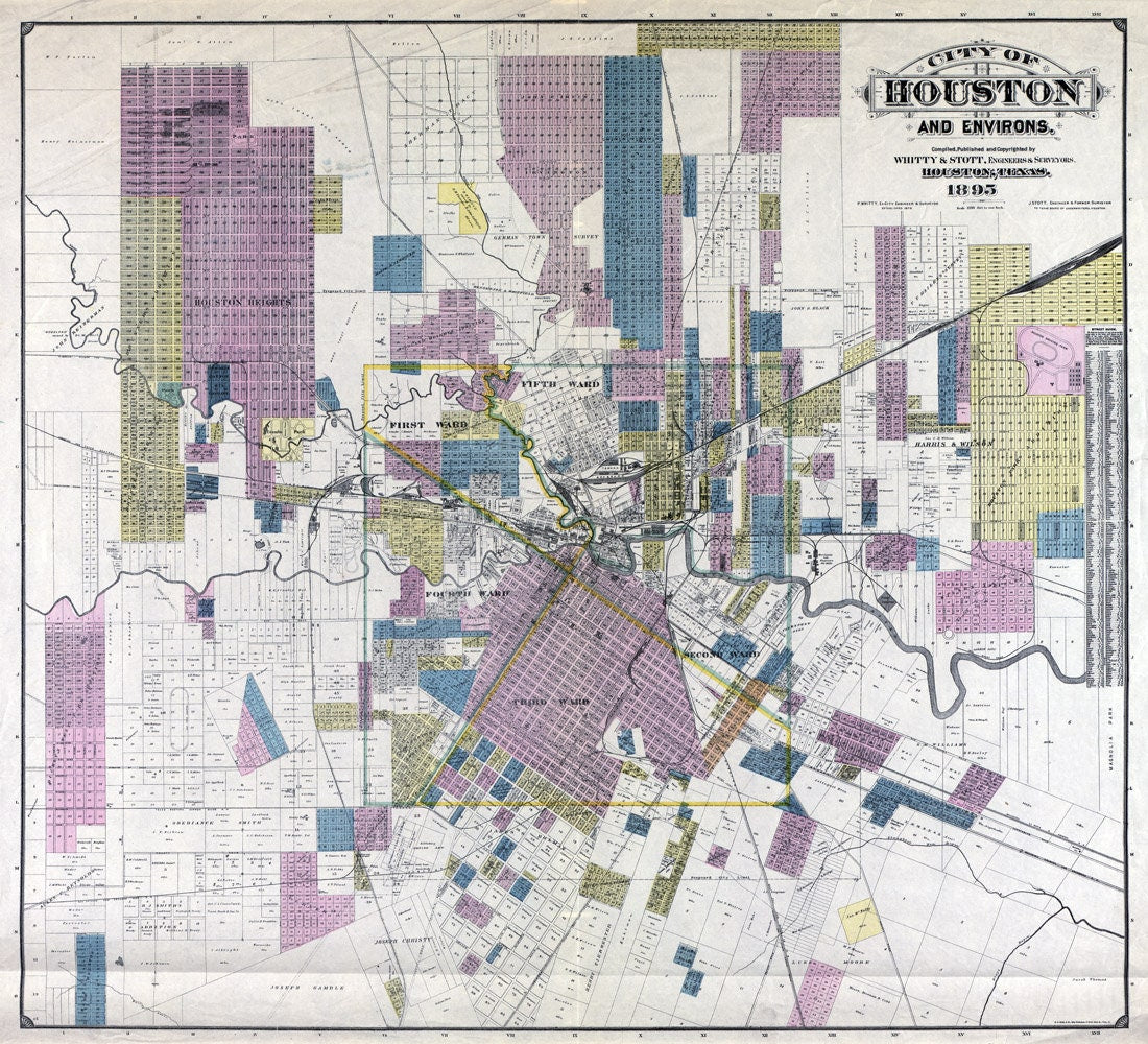 1895 Map of the City of Houston Texas