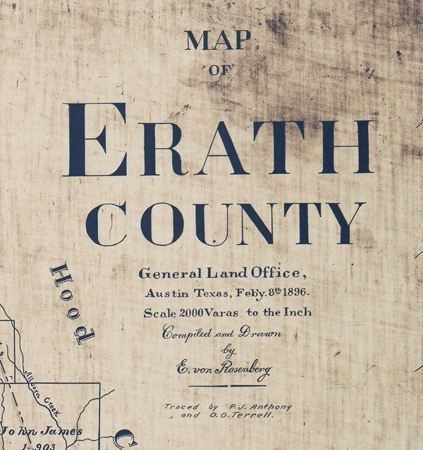1896 Farm Line Map of Erath County Texas