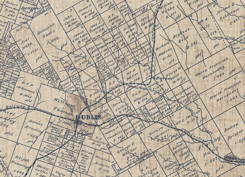 1896 Farm Line Map of Erath County Texas