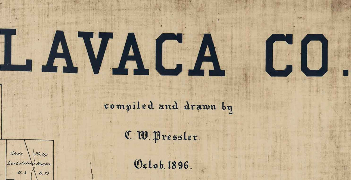 1896 Map of Lavaca County Texas Hallettsville