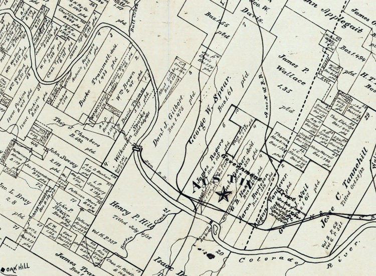 1914 Farm Line Map of Travis County Texas Austin