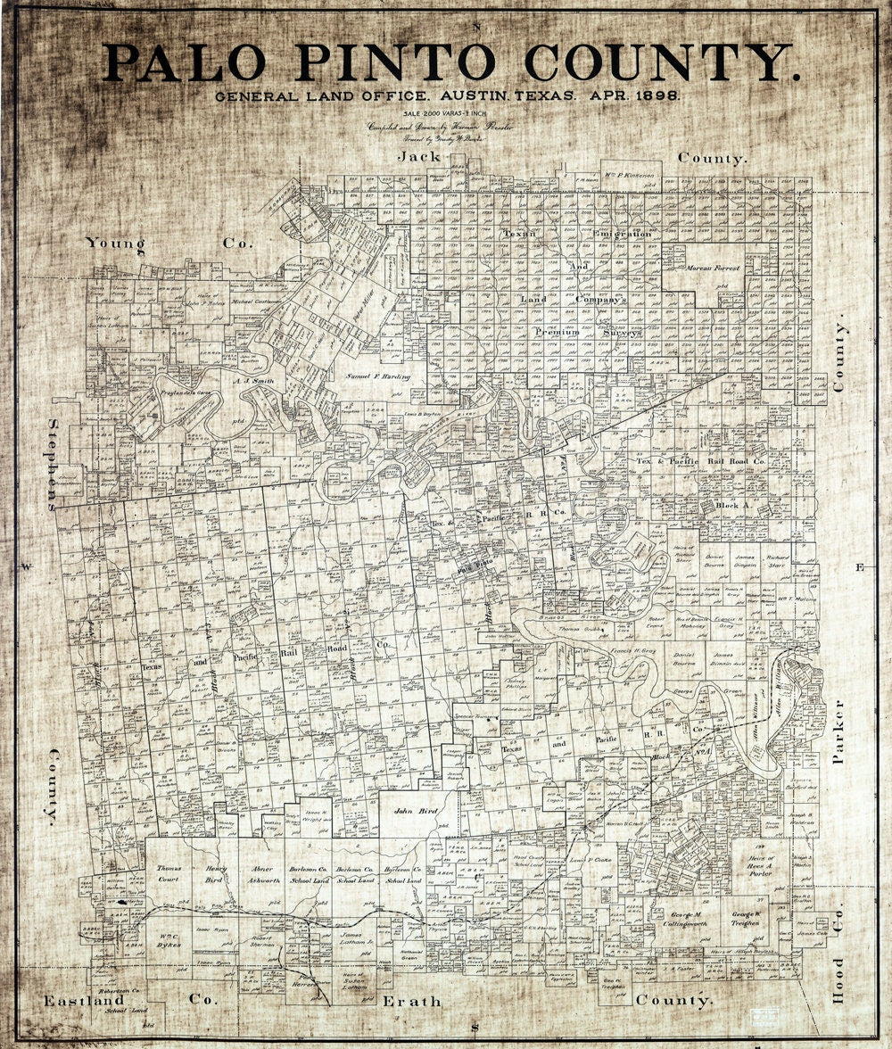 1898 Map of Palo Pinto County Texas