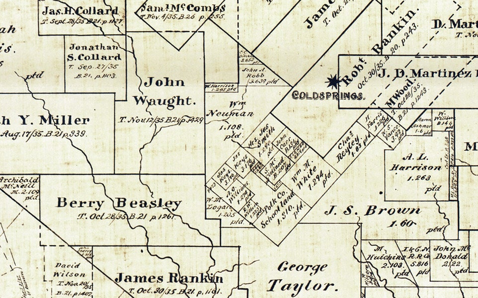 1914 Map of San Jacinto County Texas Goldsprings