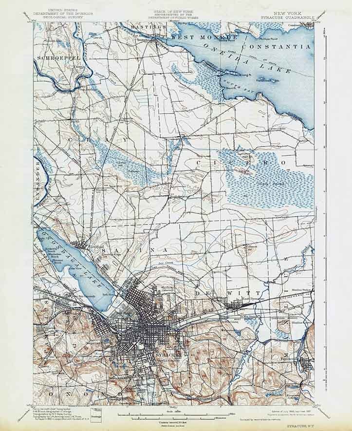 1898 Topo Map of Syracuse Quad New York