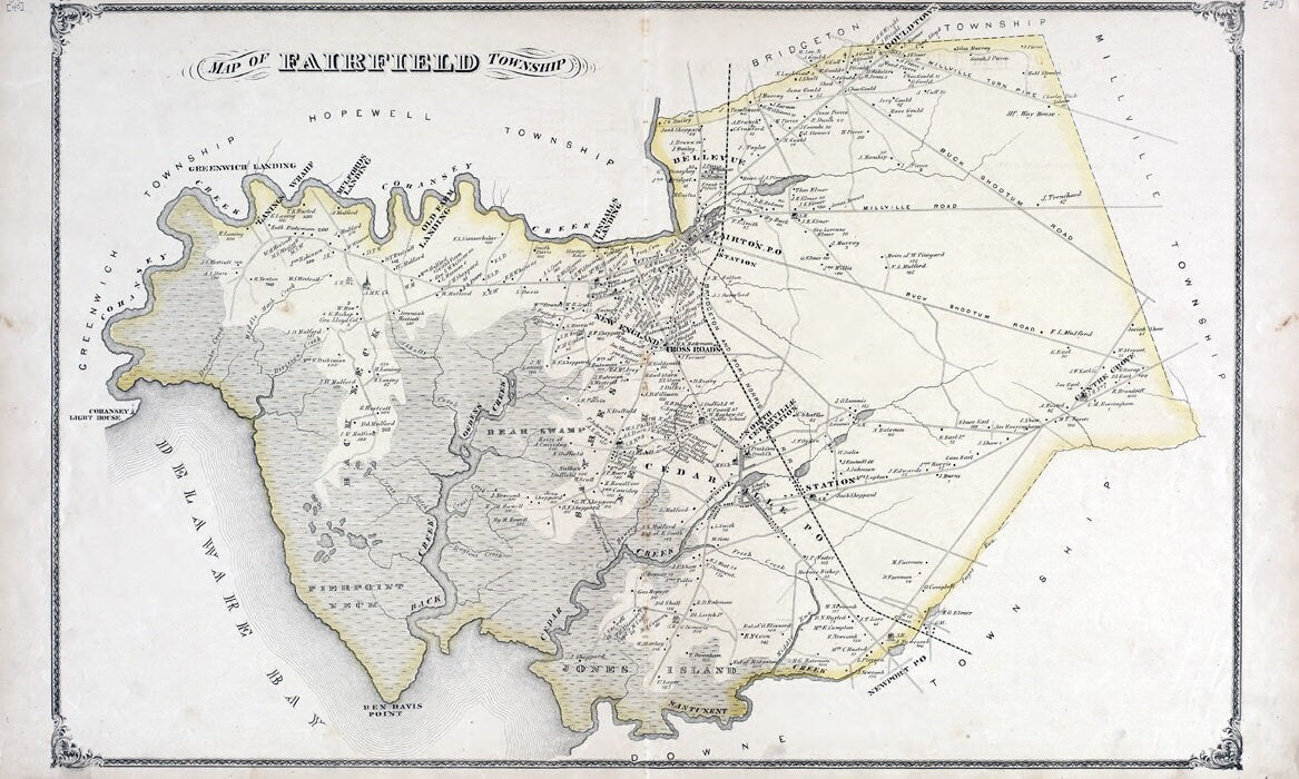 1876 Map of Fairfield Township Cumberland County New Jersey