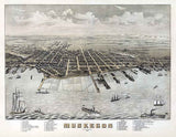1874 Panoramic Map of Muskegon Michigan