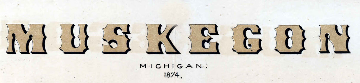 1874 Panoramic Map of Muskegon Michigan