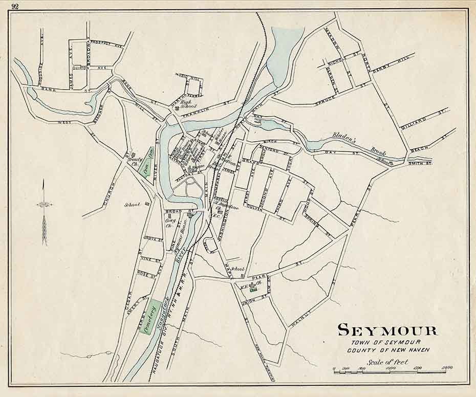 19th Century Map of Seymour New Haven County Connecticut