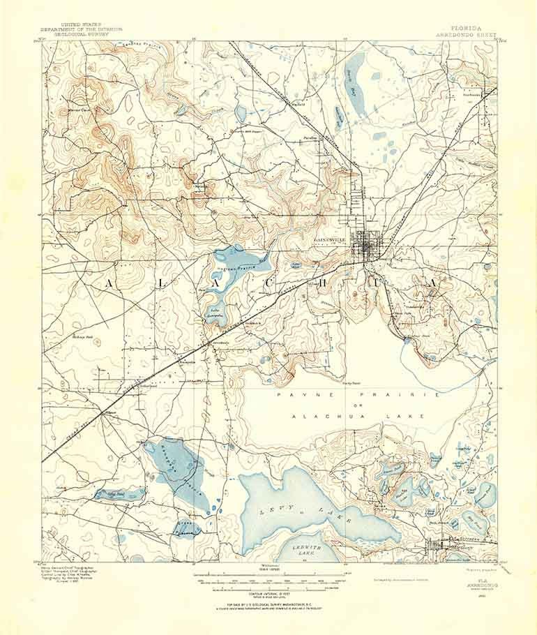 1890 Topo Map of Arredondo Quad Florida - Gainsville