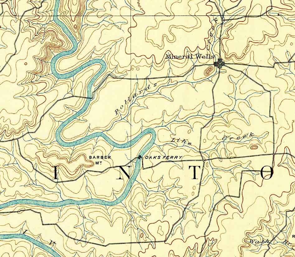 1891 Topo Map of Palo Pinto Texas - Erath - Parker - Young