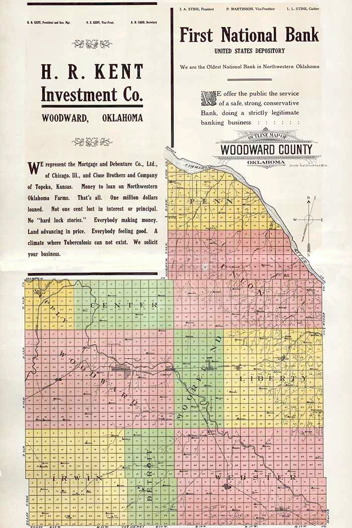 1910 Map of Woodward County Oklahoma