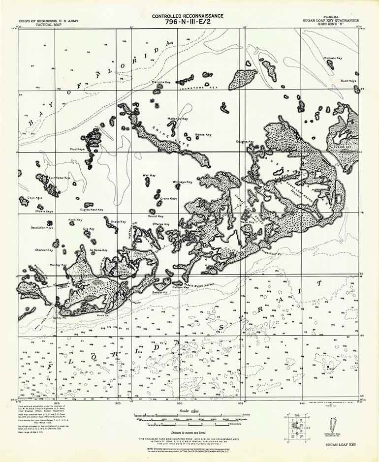 1921 Topo Map of Sugar Loaf Key Quad Florida - Snipe Keys