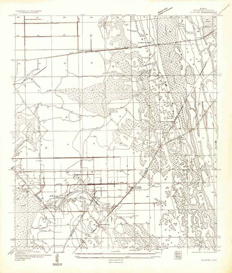 1937 Topo Map of Elkton Quad Florida - St. Johns County