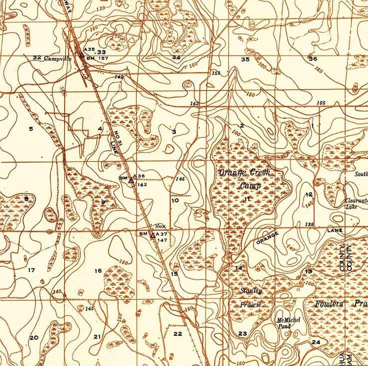 1938 Topo Map of Hawthorn Quad Florida - Gainesville