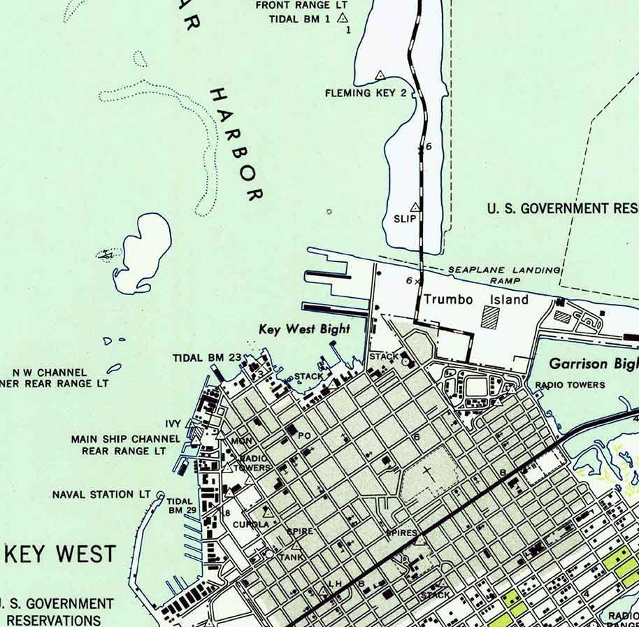 1943 Map of Key West Quad Florida