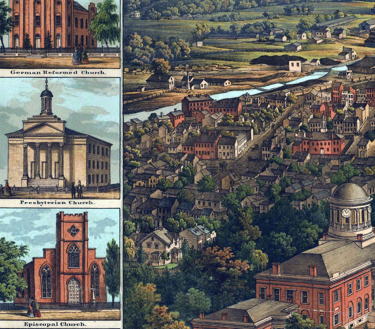 1855 Panoramic Map of Harrisburg Pennsylvania