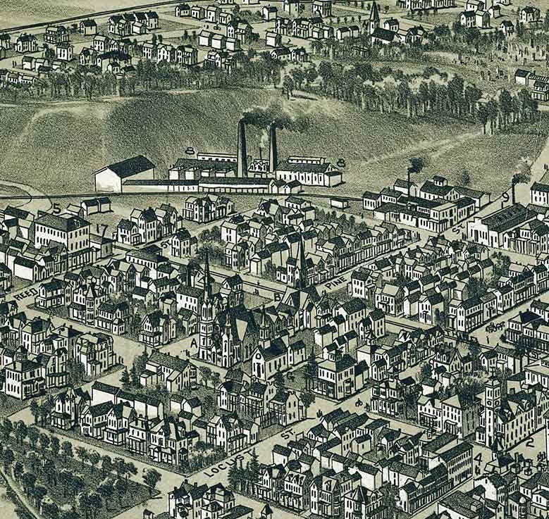 1895 Panoramic Map of Clearfield Pennsylvania