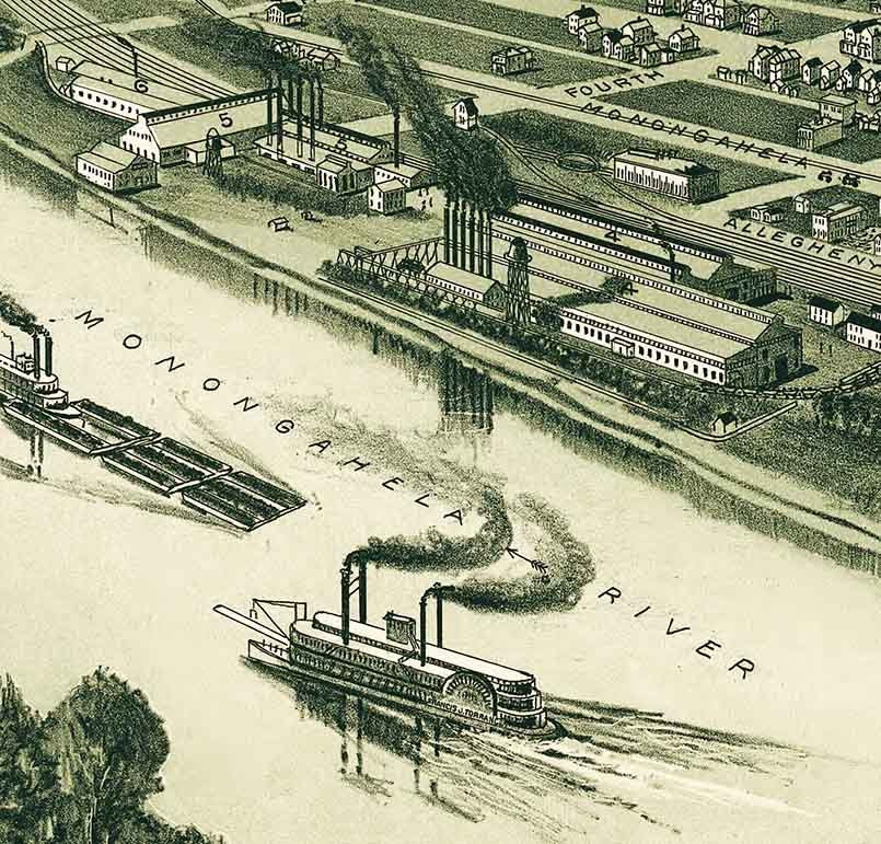 1902 Panoramic Map of Glassport Allegheny County Pennsylvania