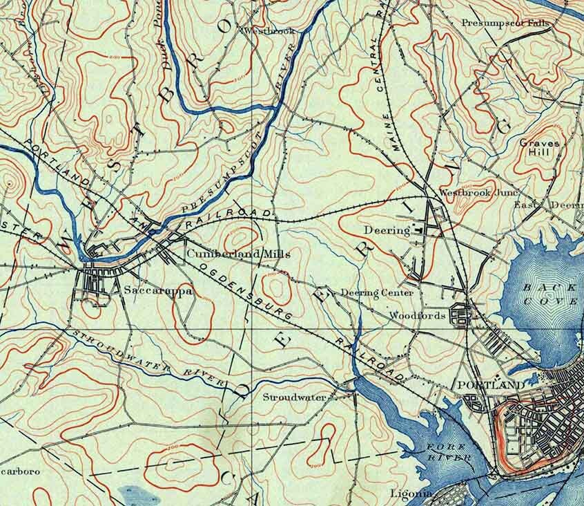 1893 Topo Map of Portland Maine Quad