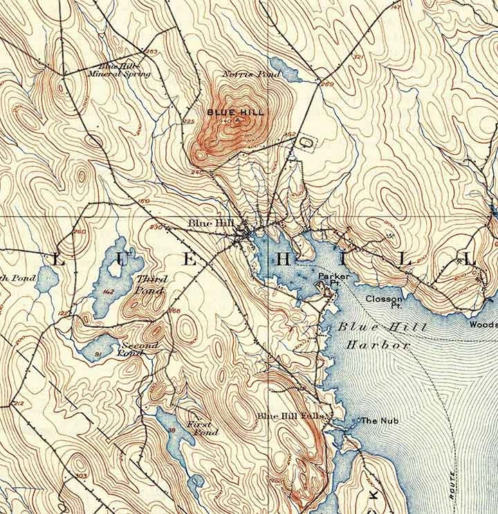 1904 Topo Map Blue Hill Maine Quad