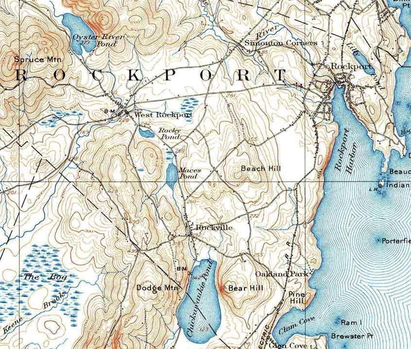 1904 Topo Map of Rockland Maine Quad Camden Warren Cushing