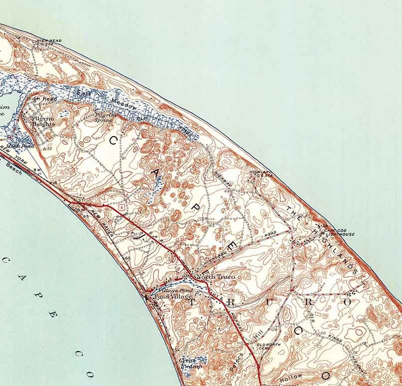 1944 Topo Map of North Truro Massachusetts Quad Cape Cod