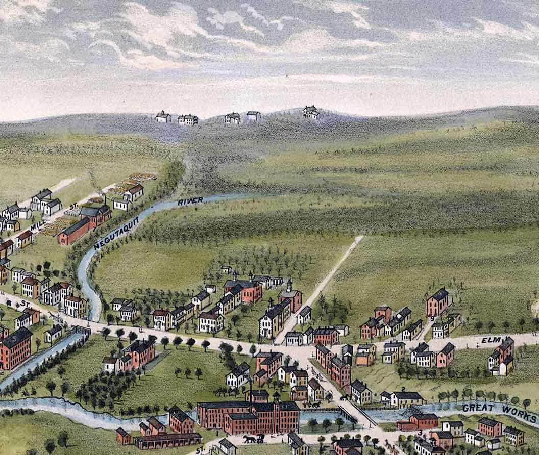 1877 Panoramic Map of North Berwick York County Maine