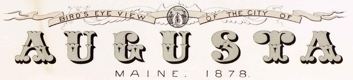 1878 Panoramic Map of Augusta Maine