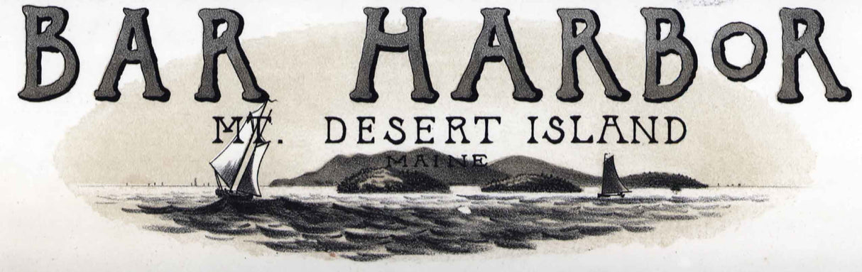 1886 Panoramic Map of Bar Harbor Mount Desert Island Maine