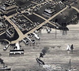 1886 Panoramic Map of Bar Harbor Mount Desert Island Maine